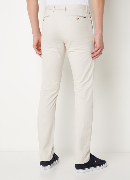 Ralph Lauren Slim fit chino van twill met stretch - achterkant 3 soft grey