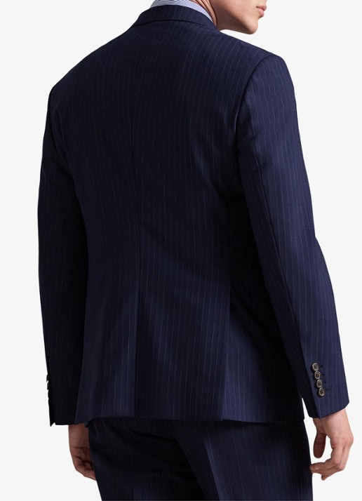 Ralph Lauren Slim fit colbert in wolblend met krijtstreep - achterkant 3 bright navy/grey-40ku