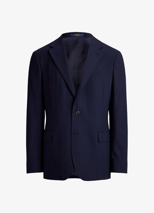 Ralph Lauren Slim fit colbert in wolblend met krijtstreep - voorkant 4 bright navy/grey-40ku