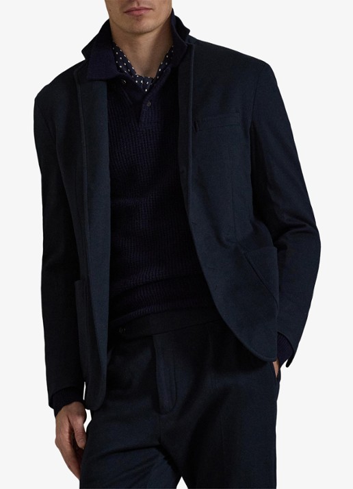 Ralph Lauren Slim fit colbert met opgestikte zakken - voorkant 5 navy-2wbt / blauw