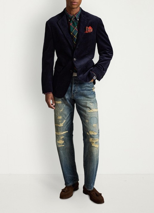 Ralph Lauren Slim fit colbert van corduroy met klepzakken - detail fall navy-3two / blauw