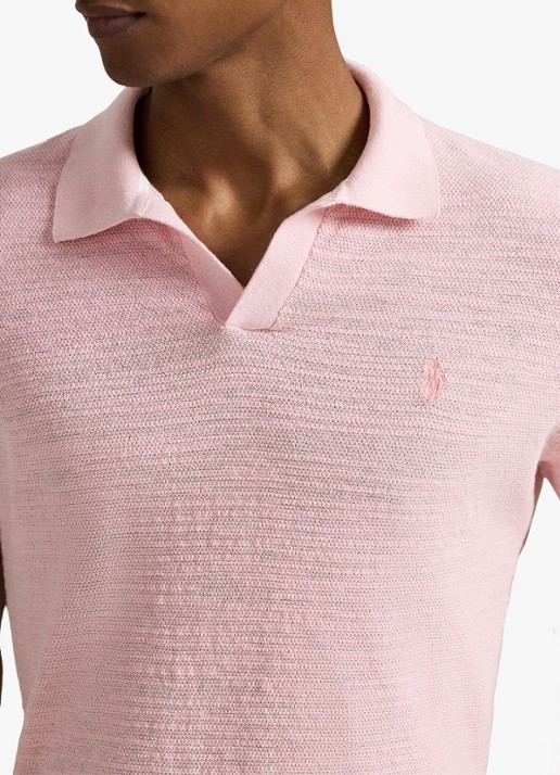 Ralph Lauren Slim fit fijngebreide polo in linnenblend - detail 4 carmel pink/deckwash white-4532