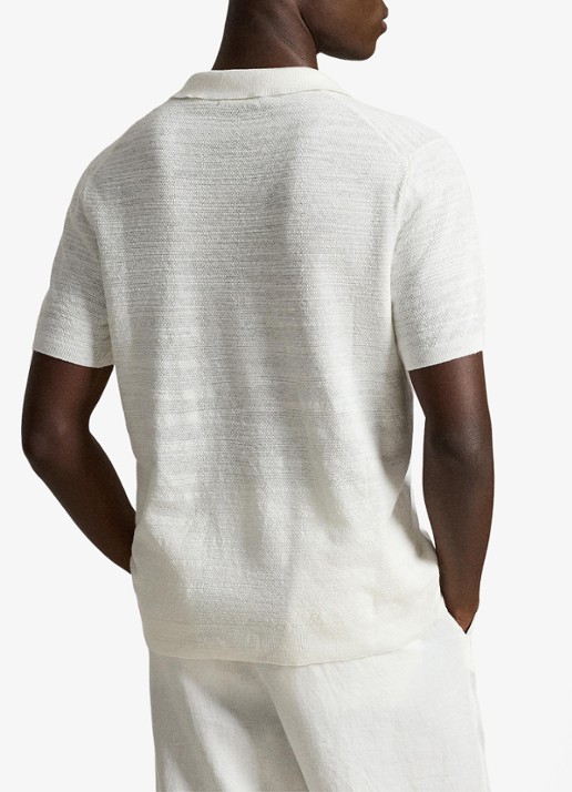 Ralph Lauren Slim fit fijngebreide polo in linnenblend - achterkant 5 undefined