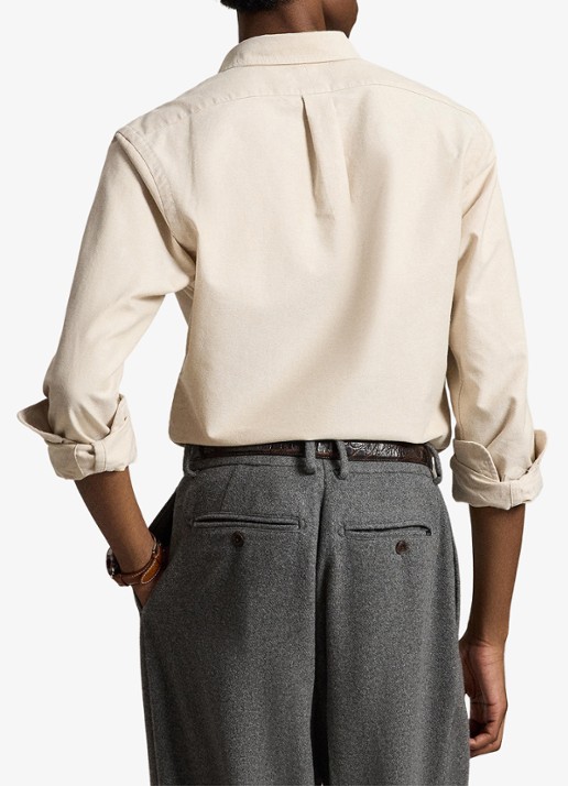 Ralph Lauren Slim fit overhemd met button down kraag - achterkant 3 camel/white / camel