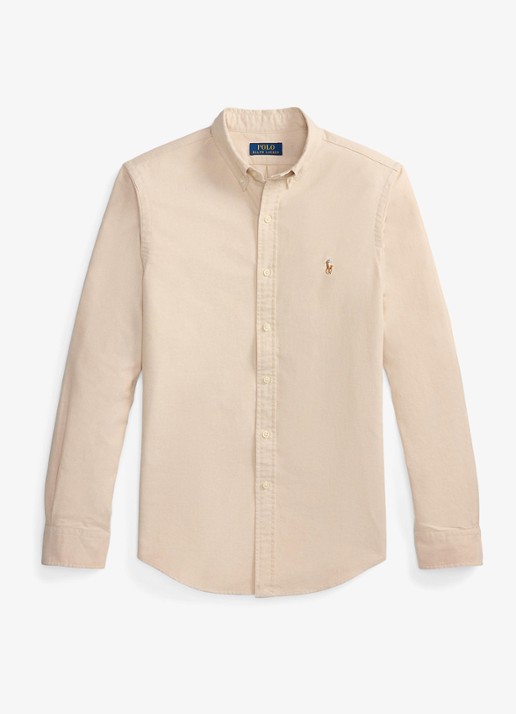 Ralph Lauren Slim fit overhemd met button down kraag - voorkant 4 camel/white / camel
