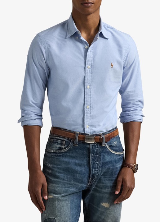 Ralph Lauren Slim fit overhemd met logo - detail 6 bsr blue - lichtblauw