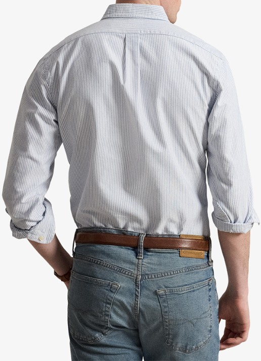 Ralph Lauren Slim fit overhemd met logo - achterkant bsr blue / white - blauw