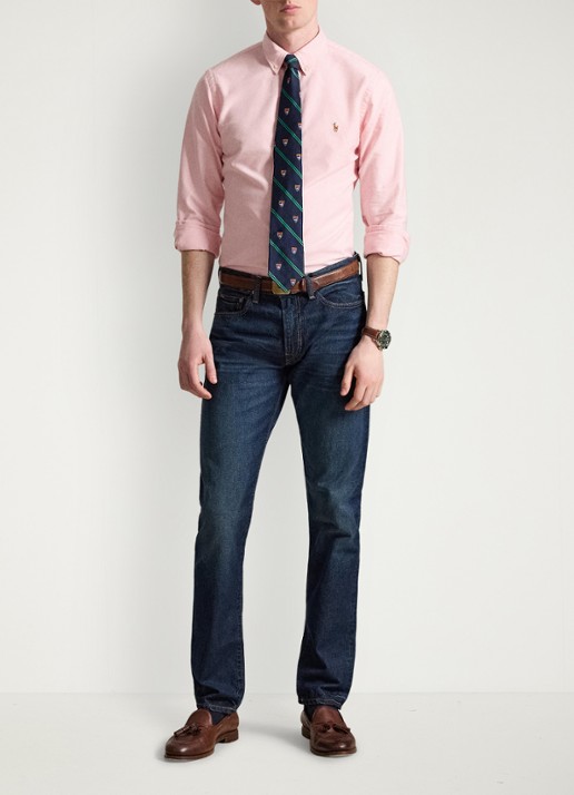 Ralph Lauren Slim fit overhemd met logo - voorkant 9 bsr pink / roze