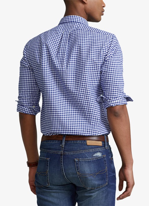 Ralph Lauren Slim fit overhemd met logo - achterkant plaid / dark blue - blauw
