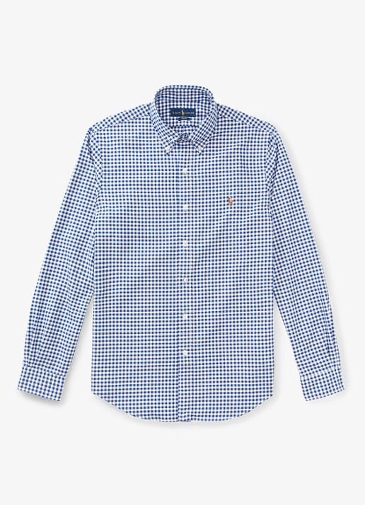 Ralph Lauren Slim fit overhemd met logo - voorkant 7 plaid / dark blue - blauw