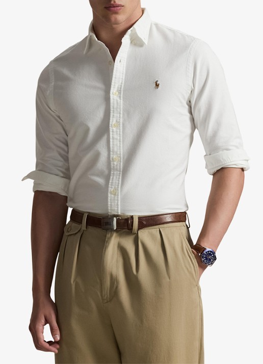 Ralph Lauren Slim fit overhemd met logo - detail 6 bsr white - wit