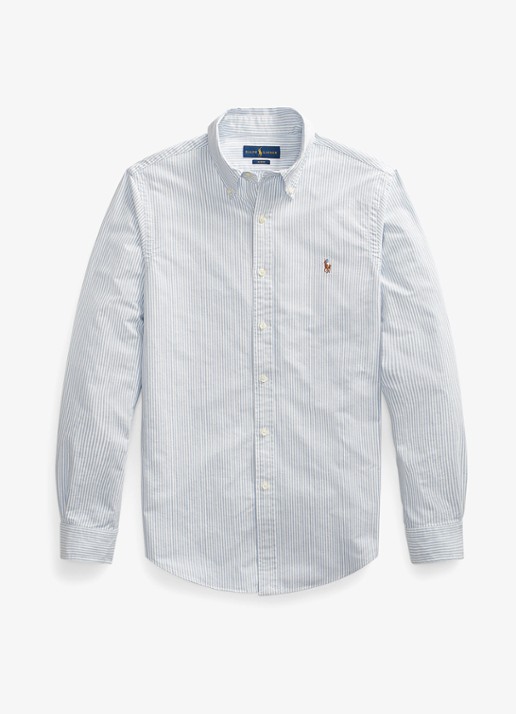 Ralph Lauren Slim fit overhemd met logo - voorkant bsr blue/white