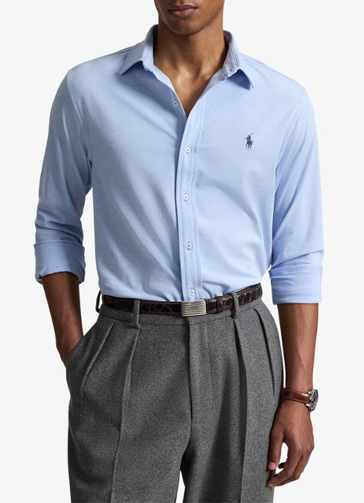 Ralph Lauren Slim fit overhemd met logo - voorkant 5 summer blue/white-3zm5