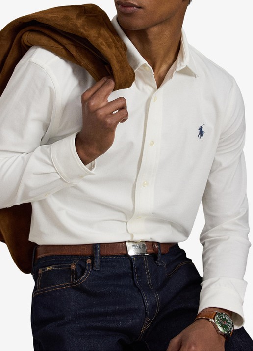 Ralph Lauren Slim fit overhemd met logo - voorkant 3 white / wit