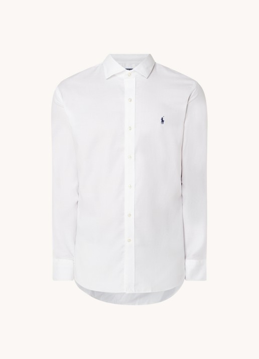 Ralph Lauren Slim fit overhemd met logoborduring - voorkant wit