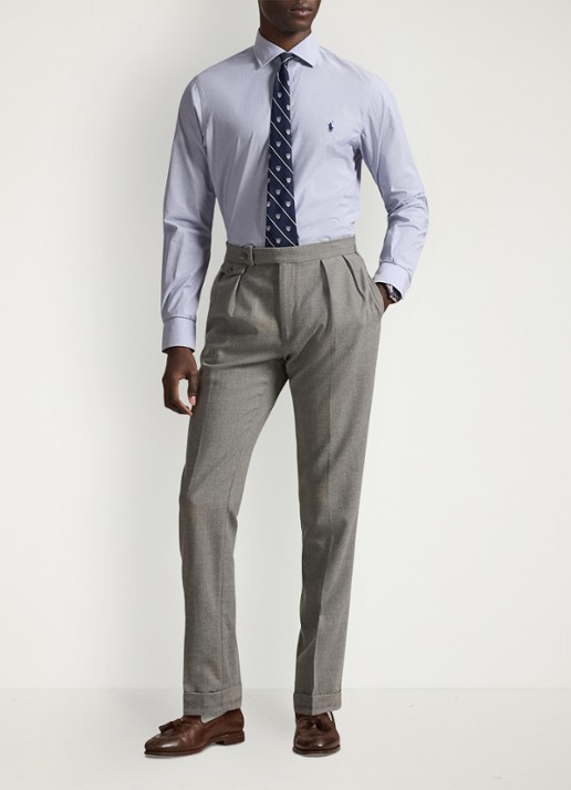 Ralph Lauren Slim fit overhemd met logoborduring - voorkant 2 light blue/white / lichtblauw