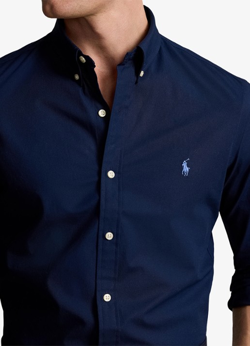 Ralph Lauren Slim fit overhemd met logoborduring - detail 5 newport navy / donkerblauw