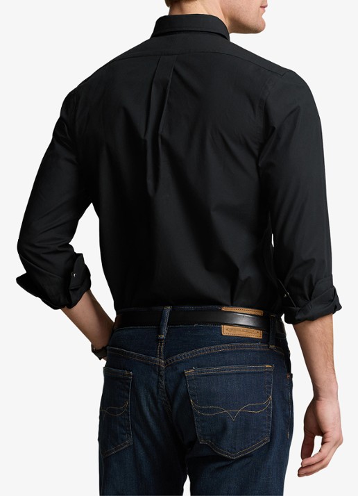 Ralph Lauren Slim fit overhemd met logoborduring - achterkant 5 polo black / zwart