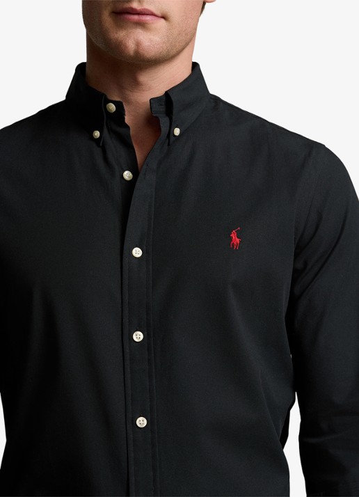 Ralph Lauren Slim fit overhemd met logoborduring - detail 4 polo black / zwart