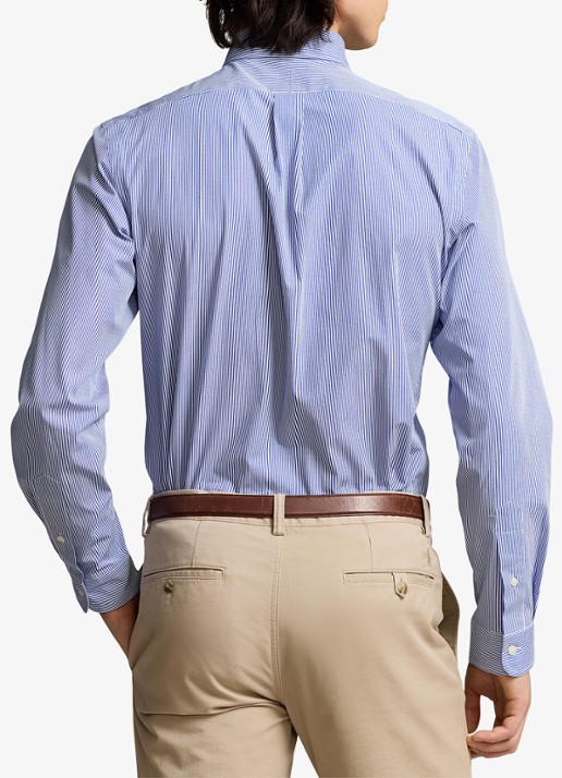 Ralph Lauren Slim fit overhemd met logoborduring - achterkant blue/white hairline / blauw
