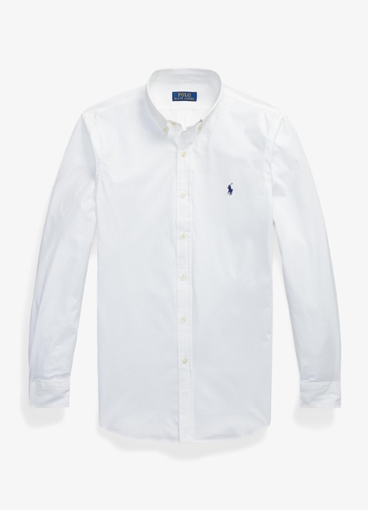Ralph Lauren Slim fit overhemd met logoborduring - voorkant white / wit