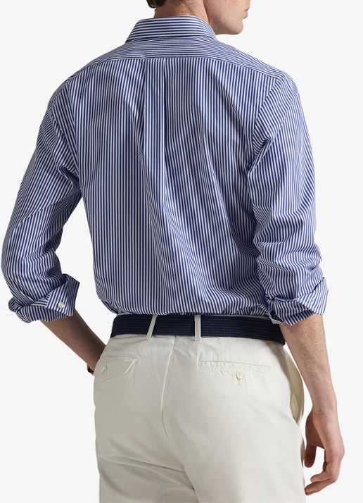 Ralph Lauren Slim fit overhemd met logoborduring - achterkant blue/white bengal stripe / blauw