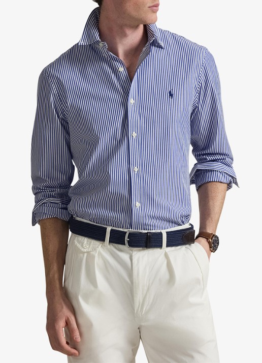 Ralph Lauren Slim fit overhemd met logoborduring - detail 4 blue/white bengal stripe / blauw