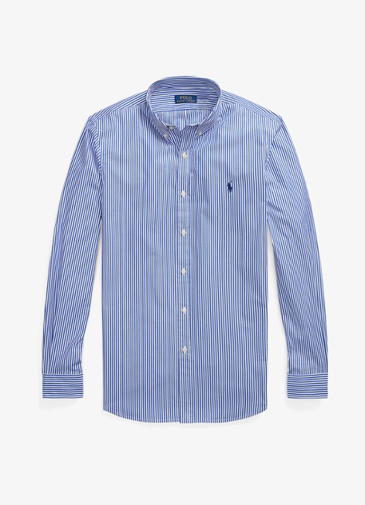 Ralph Lauren Slim fit overhemd met logoborduring - voorkant 2 blue/white bengal stripe / blauw