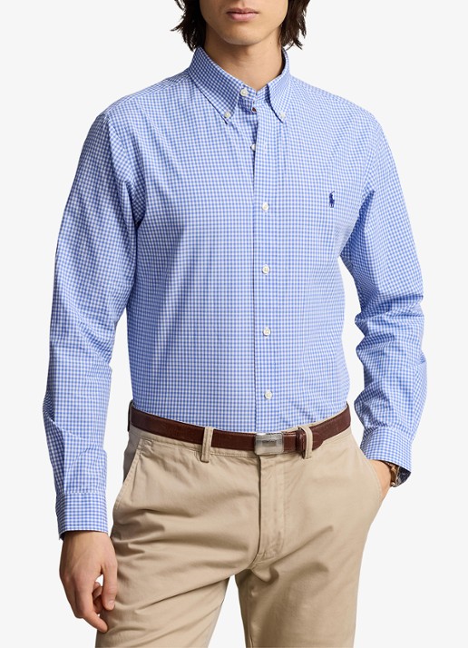 Ralph Lauren Slim fit overhemd met logoborduring - detail 4 blue/white check / blauw
