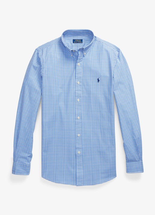 Ralph Lauren Slim fit overhemd met logoborduring - voorkant blue/white check / blauw