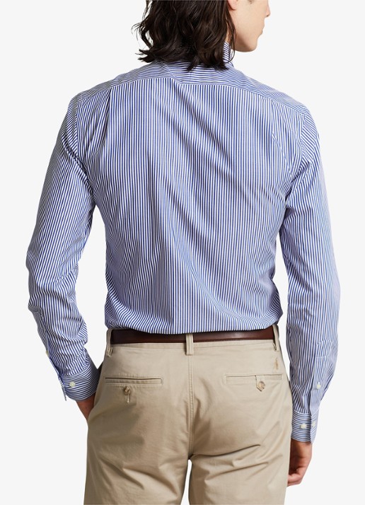 Ralph Lauren Slim fit overhemd met logoborduring - achterkant 3 royal white / blauw