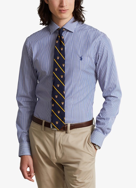 Ralph Lauren Slim fit overhemd met logoborduring - detail 4 royal white / blauw