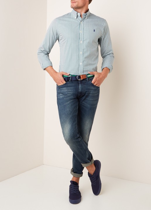 Ralph Lauren Slim fit overhemd met streepdessin - voorkant 3 green