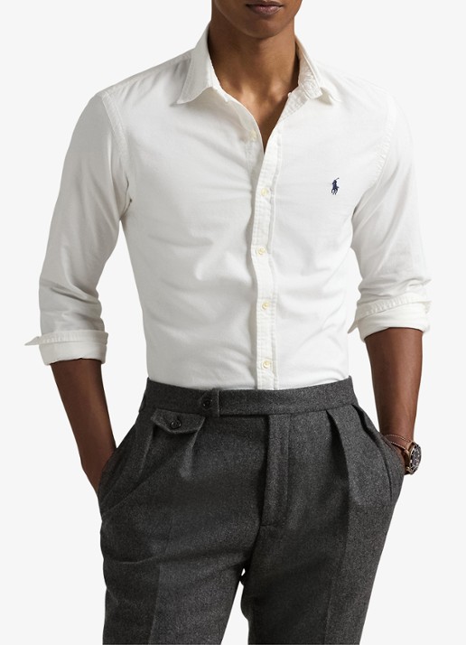 Ralph Lauren Slim fit overhemd van katoen  - detail 2 white / wit
