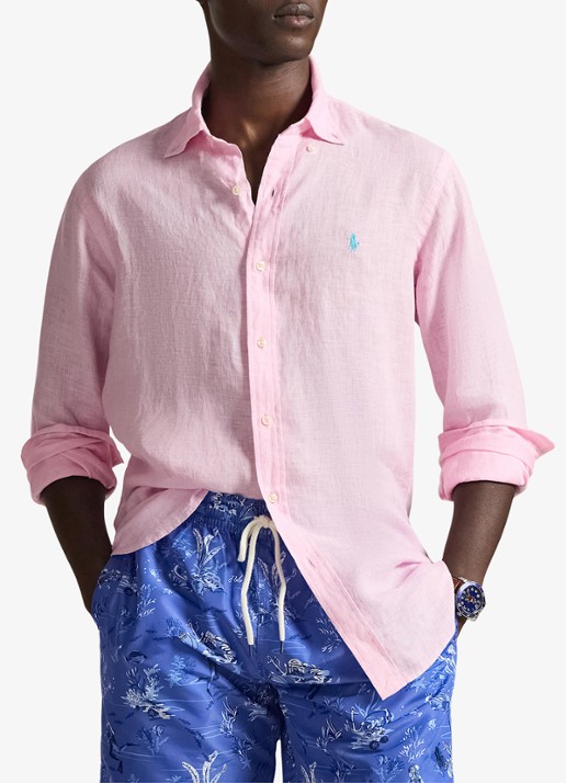 Ralph Lauren Slim fit overhemd van linnen met logoborduring