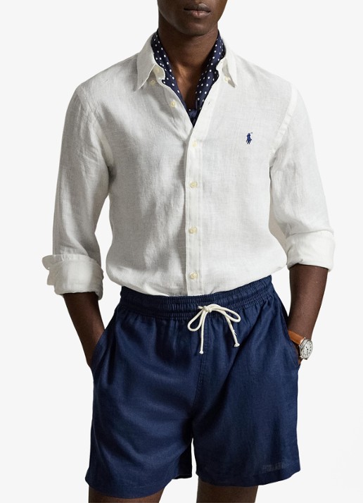 Ralph Lauren Slim fit overhemd van linnen met logoborduring