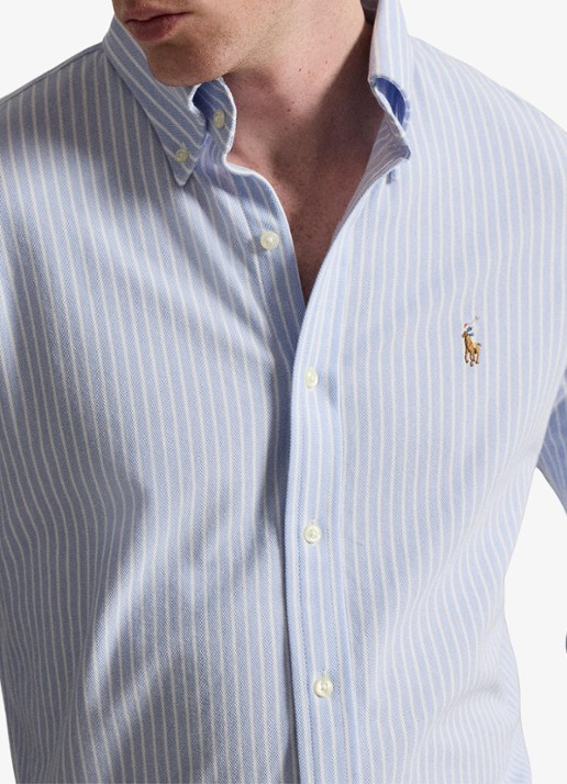 Ralph Lauren Slim fit Oxford overhemd met streepprint - detail 4 blue/white / blauw