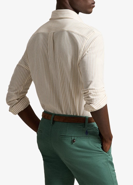 Ralph Lauren Slim fit Oxford overhemd met streepprint - achterkant white/coastal beige / beige