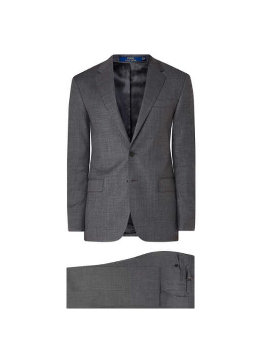 Ralph Lauren Slim fit pak in linnenblend met klepzakken - voorkant 8 medium grey multi
