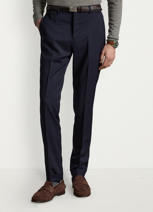 Ralph Lauren Slim fit pantalon van wol met plooidetail