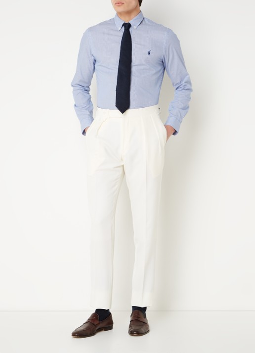 Ralph Lauren Slim fit pantalon van wol met steekzakken - voorkant 5 cream / gebroken wit