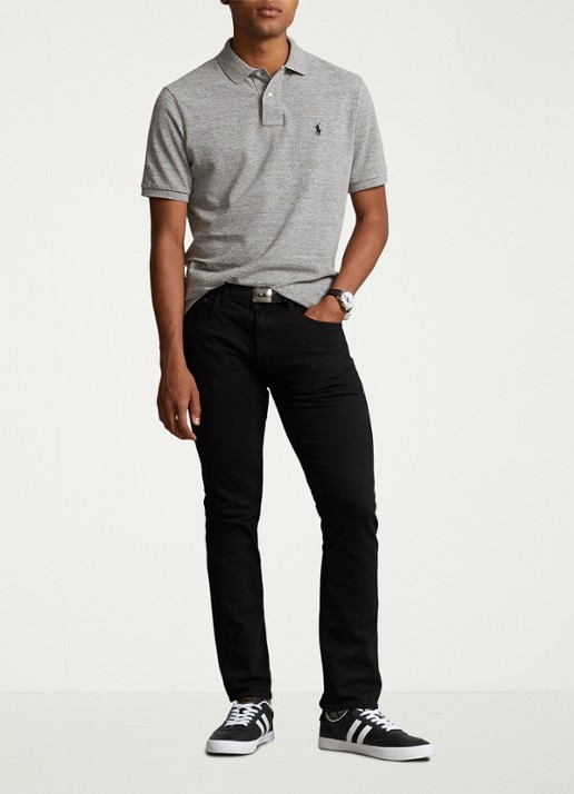 Ralph Lauren Slim fit polo met logoborduring  - voorkant 5 canterbury heather / grijs
