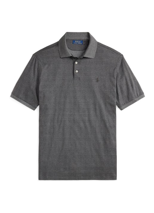 Ralph Lauren Slim fit polo met ruitdessin - voorkant 2 grijs