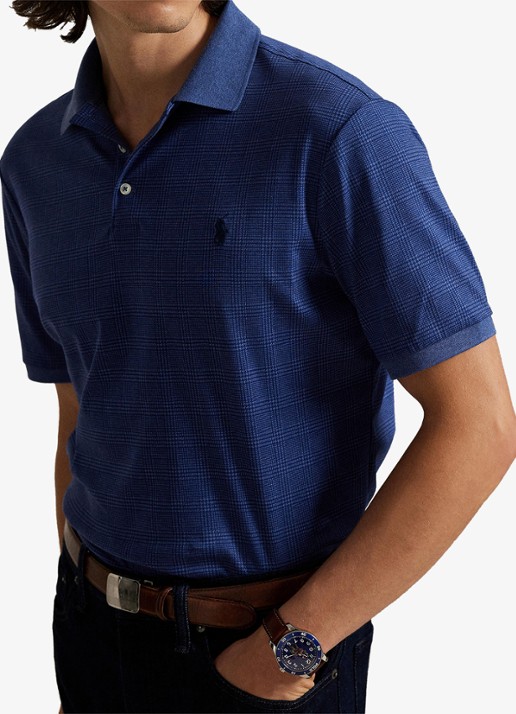 Ralph Lauren Slim fit polo met ruitdessin - detail 2 donkerblauw