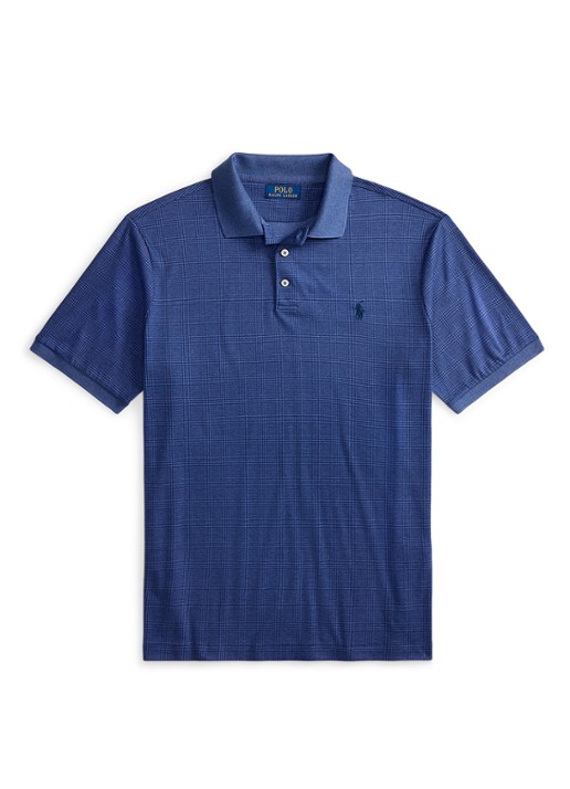 Ralph Lauren Slim fit polo met ruitdessin - voorkant 3 donkerblauw