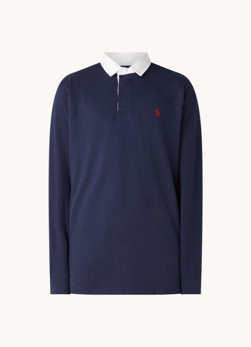 Ralph Lauren Slim fit polo van katoen met lange mouw - voorkant 5 cruise navy / donkerblauw