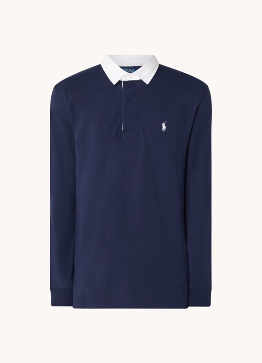 Ralph Lauren Slim fit polo van katoen met lange mouw - voorkant 7 cruise navy / donkerblauw