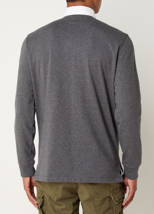 Ralph Lauren Slim fit polo van katoen met lange mouw - achterkant 4 barclay heather / grijs