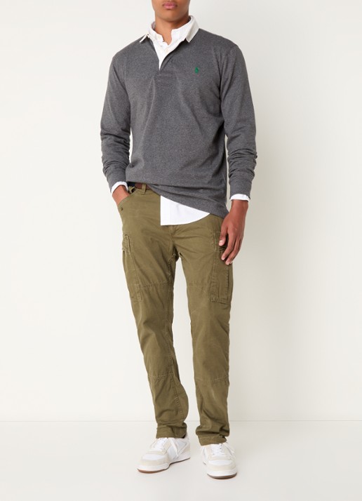 Ralph Lauren Slim fit polo van katoen met lange mouw - voorkant 2 barclay heather / grijs