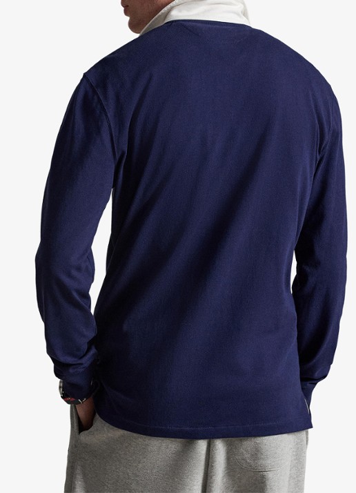 Ralph Lauren Slim fit polo van katoen met lange mouw - achterkant newport navy / donkerblauw